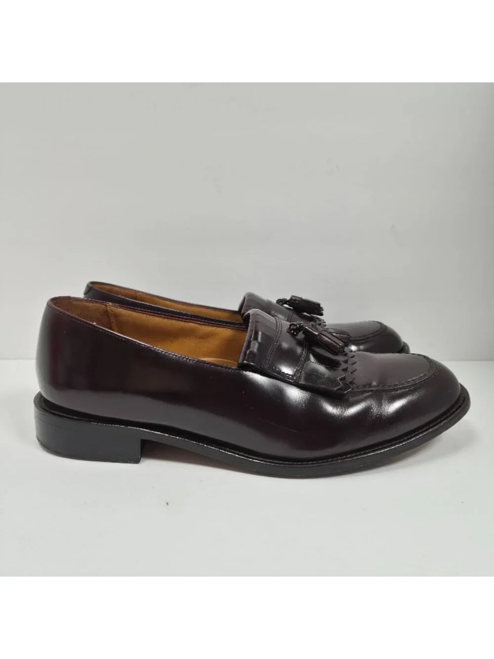 Bostonian Men's Burgundy Leather Tassel Loafers Dress Shoes Size 12W